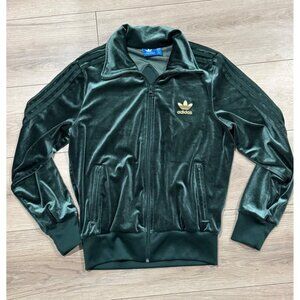 Adidas Originals Large Firebird Track Jacket Emerald Green With Gold Front Logo